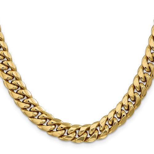 Gold 9.3mm Semi Solid Miami Cuban Link Chain - Seattle Gold Grillz