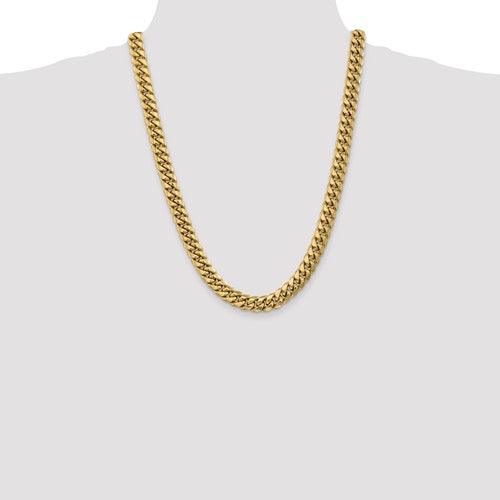 Gold 9.3mm Semi Solid Miami Cuban Link Chain - Seattle Gold Grillz