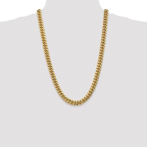 Gold 9.3mm Semi Solid Miami Cuban Link Chain - Seattle Gold Grillz