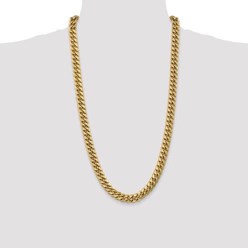 Gold 9.3mm Semi Solid Miami Cuban Link Chain - Seattle Gold Grillz