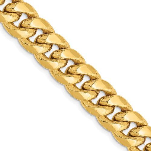 Gold 9.3mm Semi Solid Miami Cuban Link Chain - Seattle Gold Grillz