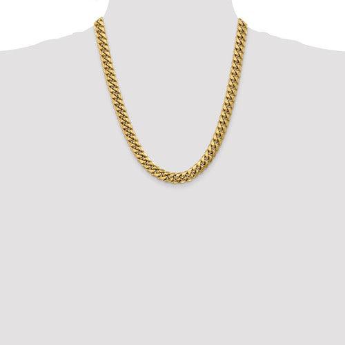 Gold 9.3mm Semi Solid Miami Cuban Link Chain - Seattle Gold Grillz