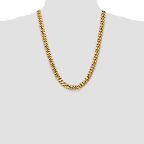 Gold 9.3mm Semi Solid Miami Cuban Link Chain - Seattle Gold Grillz