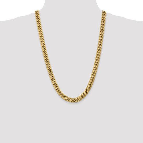 Gold 9.3mm Semi Solid Miami Cuban Link Chain - Seattle Gold Grillz