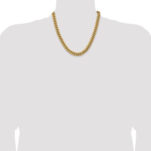 Gold 9.3mm Semi Solid Miami Cuban Link Chain - Seattle Gold Grillz