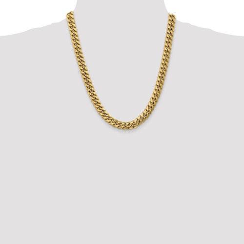 Gold 9.3mm Semi Solid Miami Cuban Link Chain - Seattle Gold Grillz