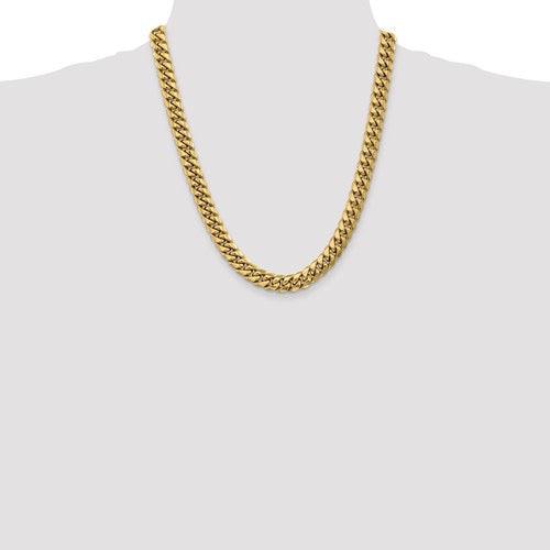 Gold 9.3mm Semi Solid Miami Cuban Link Chain - Seattle Gold Grills