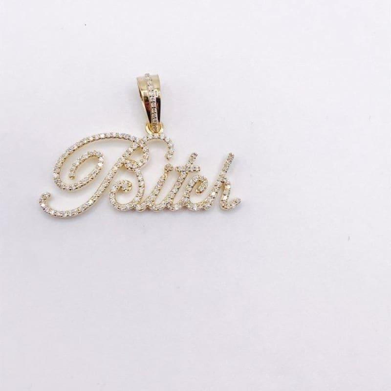 Gold Diamond Bitch Pendant - Seattle Gold Grillz