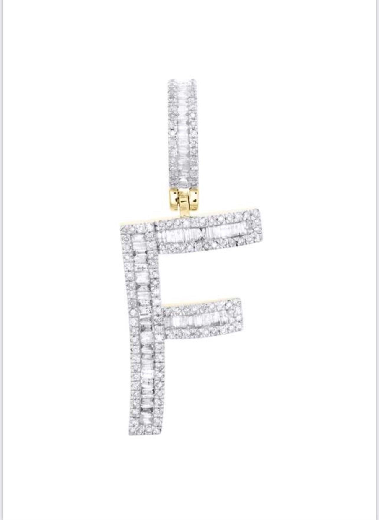 Gold Diamond Letter F Pendant - Seattle Gold Grillz
