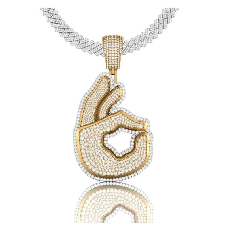 Gold Diamond Okay Emoji Pendant - Seattle Gold Grillz