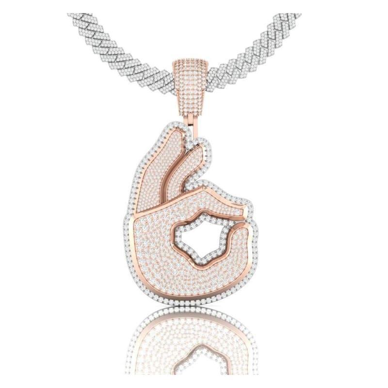 Gold Diamond Okay Emoji Pendant - Seattle Gold Grillz