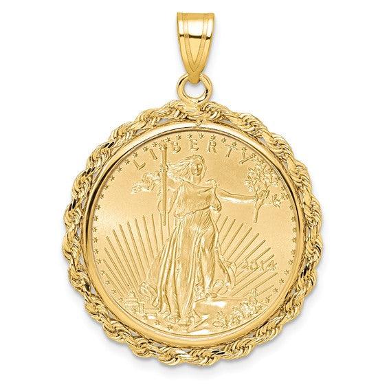 Hand Made Rope Polished Prong Bezel with Coin - Seattle Gold Grillz