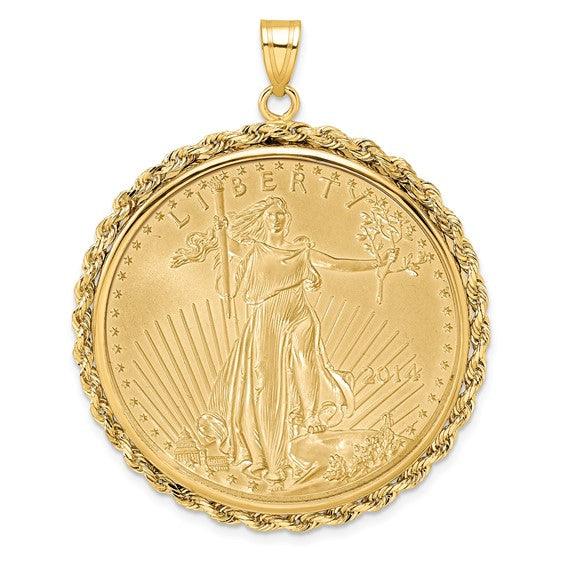 Hand Made Rope Polished Prong Bezel with Coin | Seattle Gold Grillz