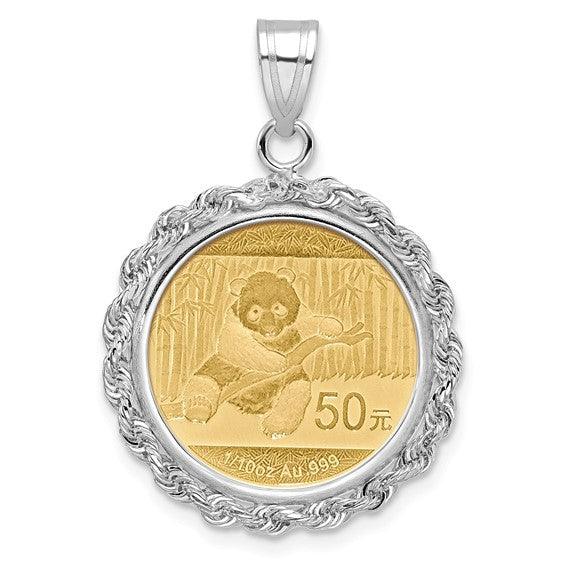 Hand Made Rope Polished Prong Bezel with Coin - Seattle Gold Grillz