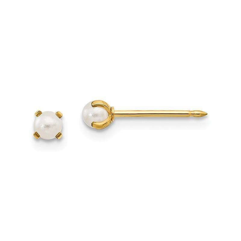 Inverness 14k 3mm Simulated Pearl Post Earrings - Seattle Gold Grillz