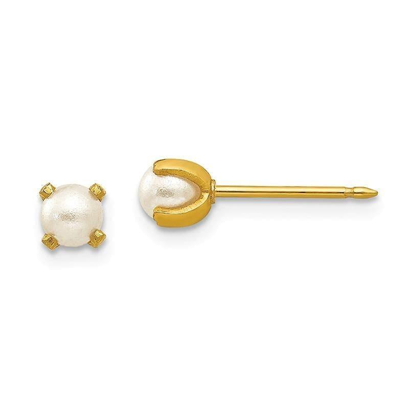 Inverness 14k 4mm Simulated Pearl Earrings - Seattle Gold Grillz