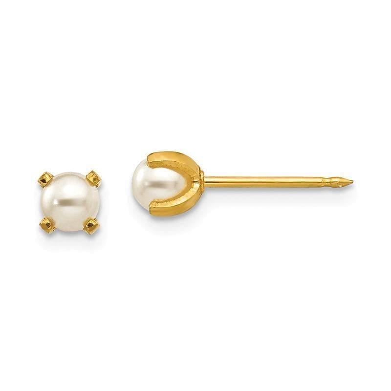Inverness 18k 4mm Prong Simulated Pearl Earrings - Seattle Gold Grillz