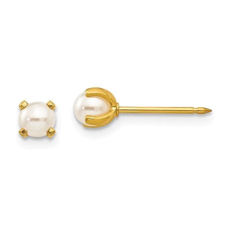 Inverness 24k Plated 4mm Simulated Pearl Earrings - Seattle Gold Grillz