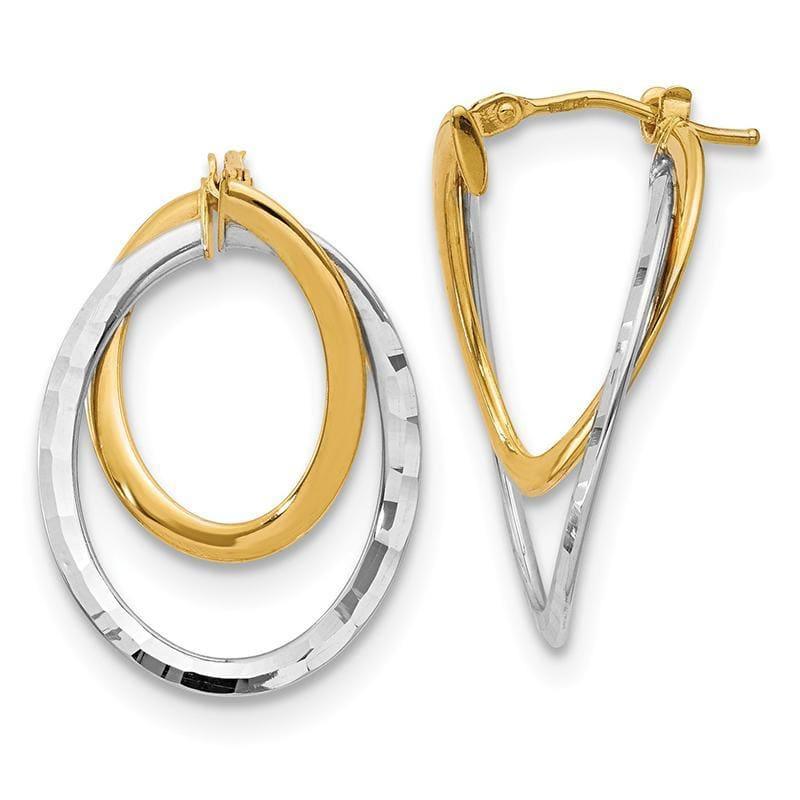 Leslie's 14K & White Rhodium Polished Fancy Hoop Earrings - Seattle Gold Grillz