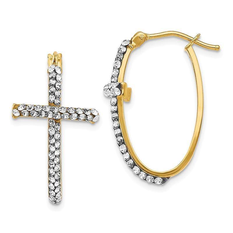 Leslie's 14k Crystals from Swarovski Polished Cross Hoop Earrings - Seattle Gold Grillz