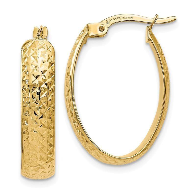 Leslie's 14k Diamond-cut Oval Hinged Hoop Earrings - Seattle Gold Grillz