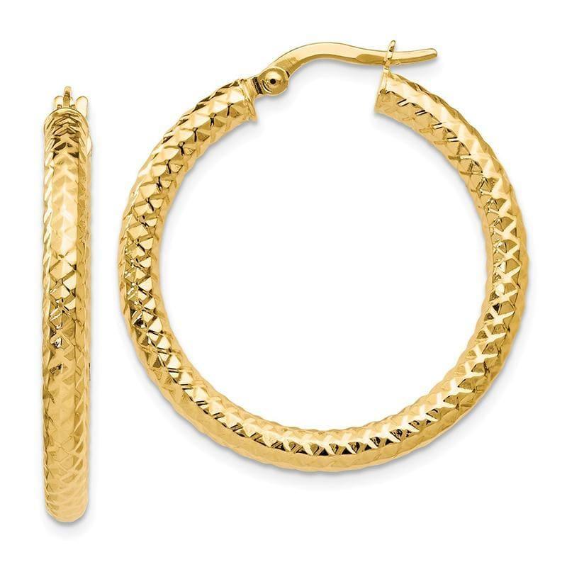 Leslie's 14k ForeverLite Polished and Textured Hoop Earrings - Seattle Gold Grillz