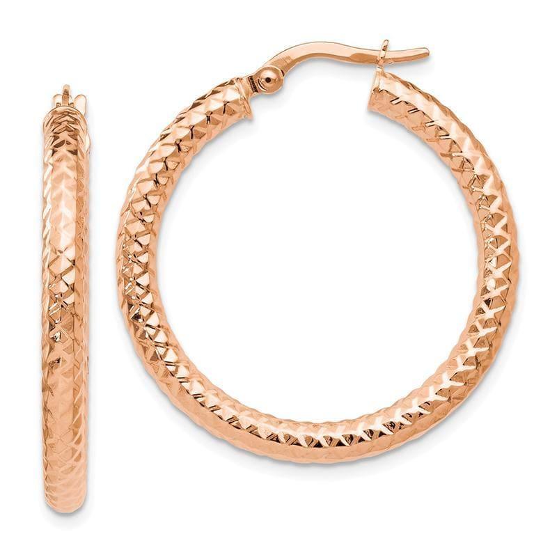 Leslie's 14k ForeverLite Rose Gold Polished and Textured Earrings - Seattle Gold Grillz