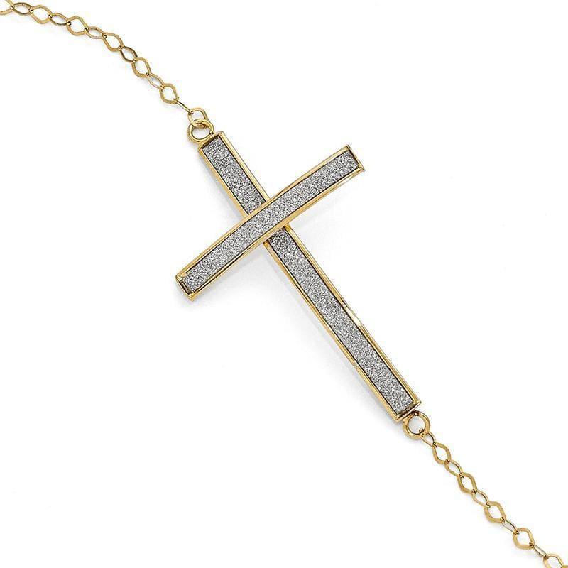 Leslie's 14k Glimmer Infused Sidways Cross Bracelet - Seattle Gold Grillz