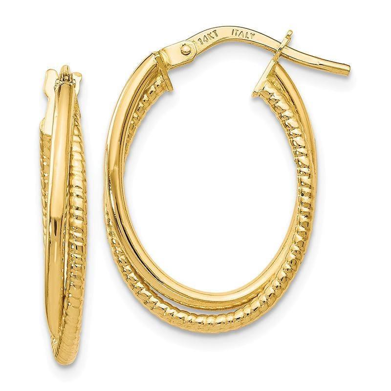 Leslie's 14k Gold Polished Textured Oval Hoop Earrings - Seattle Gold Grillz