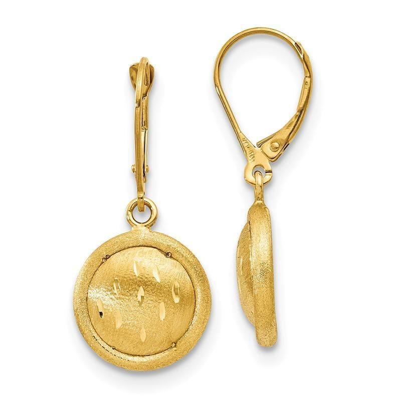 Leslie's 14K Polished & Brushed D-C Circle Dangle Leverback Earrings - Seattle Gold Grillz