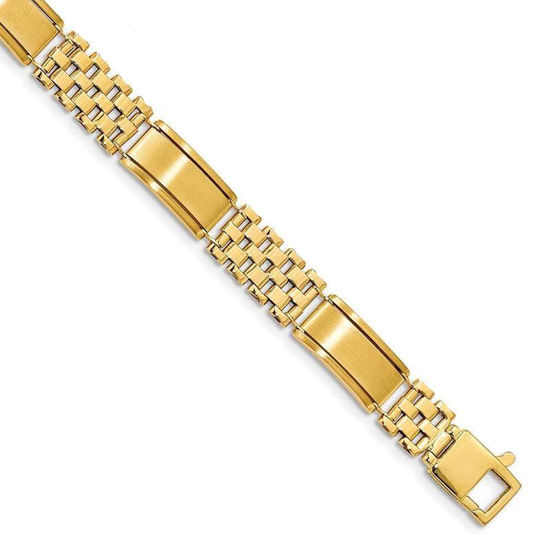 Leslie's 14K Polished & Brushed Link Mens Bracelet - Seattle Gold Grillz