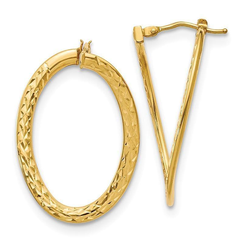 Leslie's 14K Polished & D-C Fancy Oval Hoop Earrings - Seattle Gold Grillz