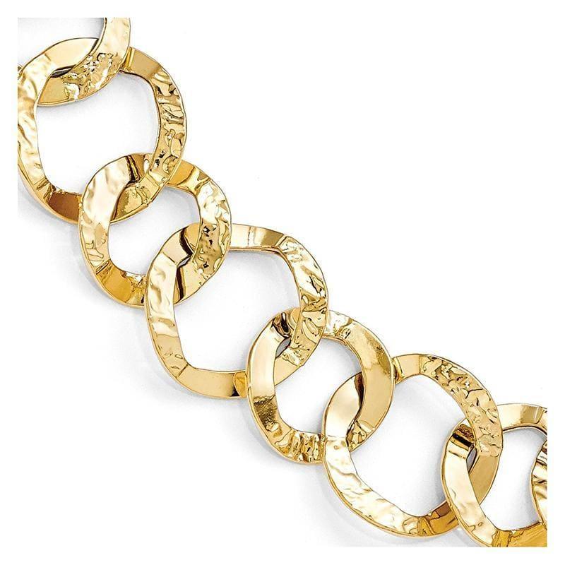 Leslie's 14k Polished and Hammered Fancy Link Bracelet - Seattle Gold Grillz
