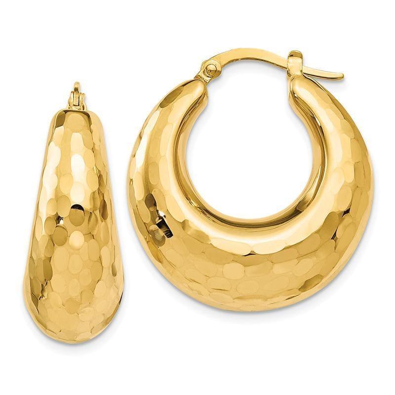 Leslie's 14k Polished and Hammered Hinged Hoop Earrings - Seattle Gold Grillz