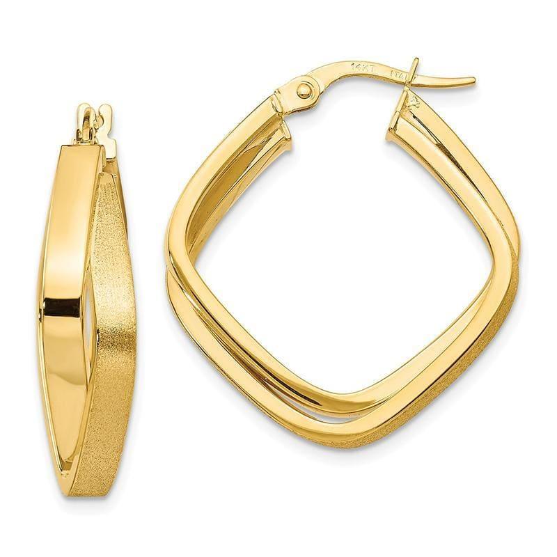 Leslie's 14k Polished & Scratch-finish Square Hoop Earrings - Seattle Gold Grillz