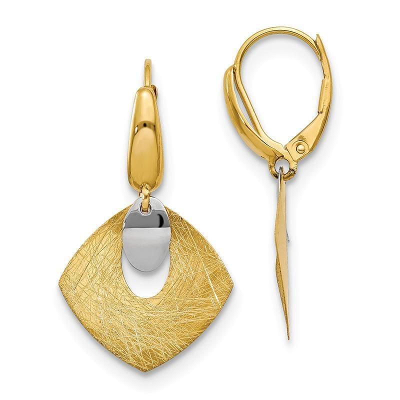 Leslie's 14K Polished & Textured Fancy Dangle Leverback Earrings - Seattle Gold Grillz
