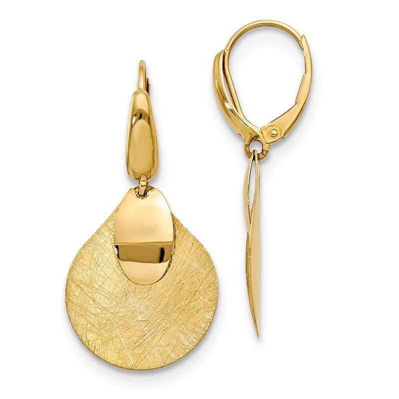 Leslie's 14K Polished & Textured Fancy Dangle Leverback Earrings - Seattle Gold Grillz