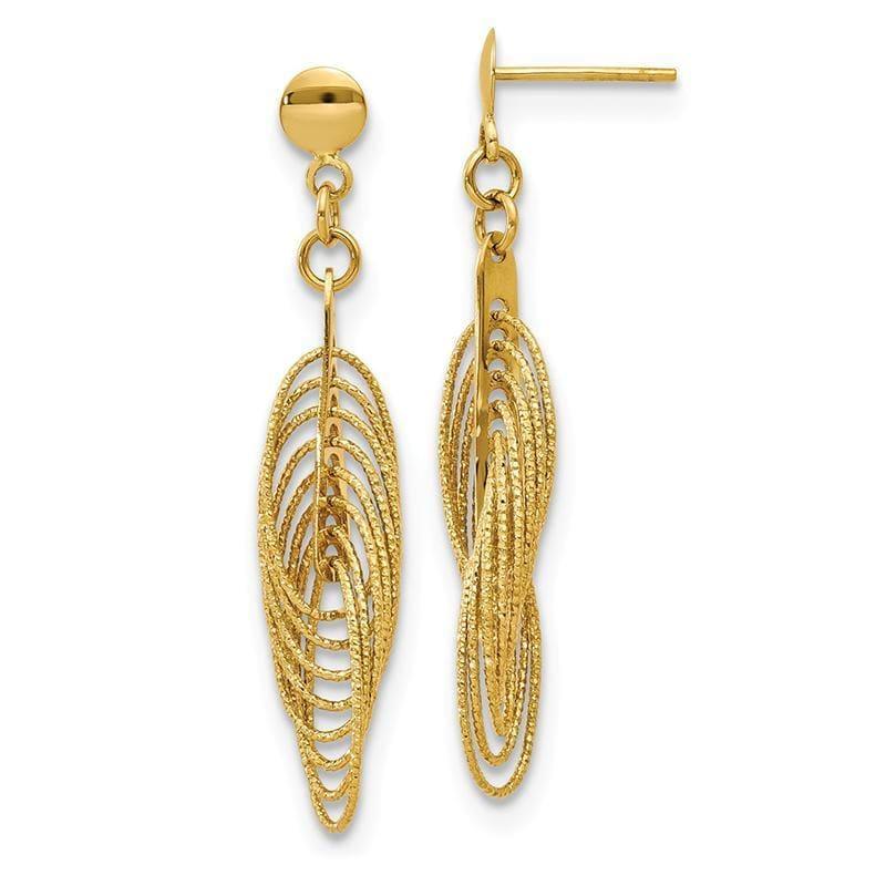 Leslie's 14K Polished & Textured Fancy Dangle Post Earrings - Seattle Gold Grillz