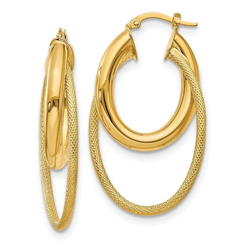 Leslie's 14K Polished & Textured Fancy Hoop Earrings - Seattle Gold Grillz