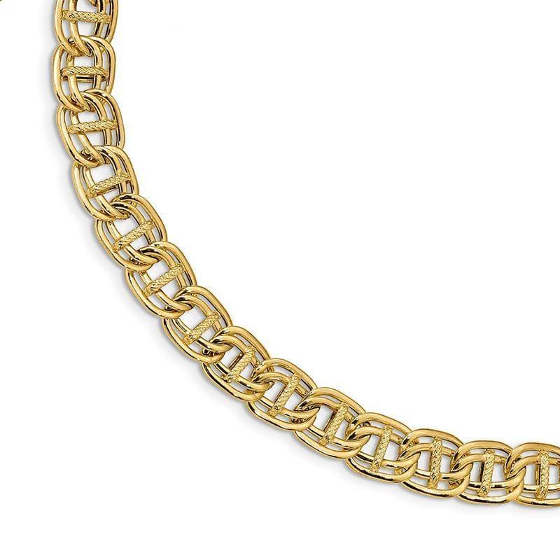 Leslie's 14K Polished & Textured Fancy Link Bracelet - Seattle Gold Grillz