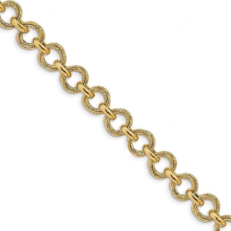 Leslie's 14K Polished & Textured Fancy Link Bracelet - Seattle Gold Grillz