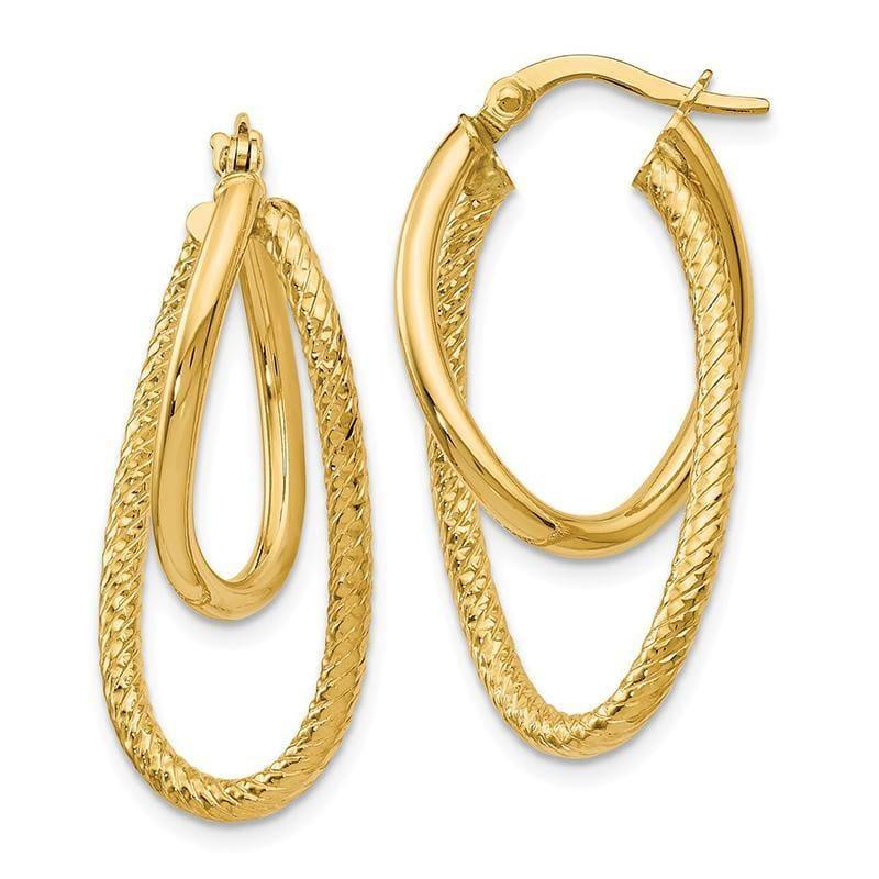 Leslie's 14k Polished and Textured Hinged Hoop Earrings - Seattle Gold Grillz