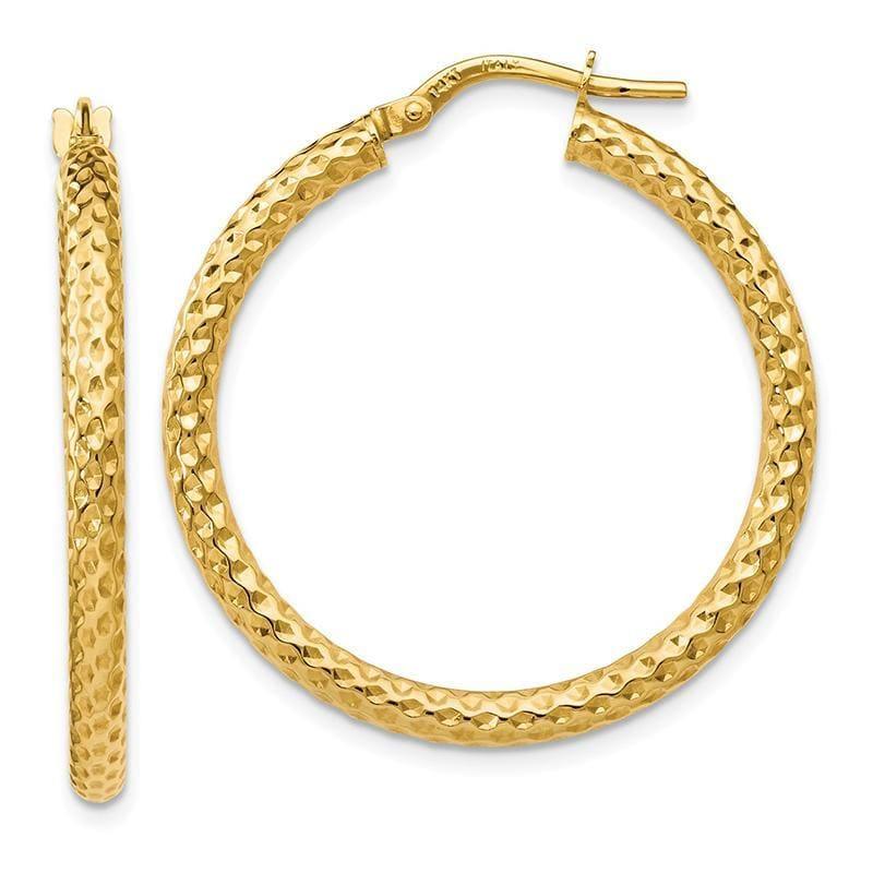 Leslie's 14k Polished and Textured Hoop Earrings - Seattle Gold Grillz
