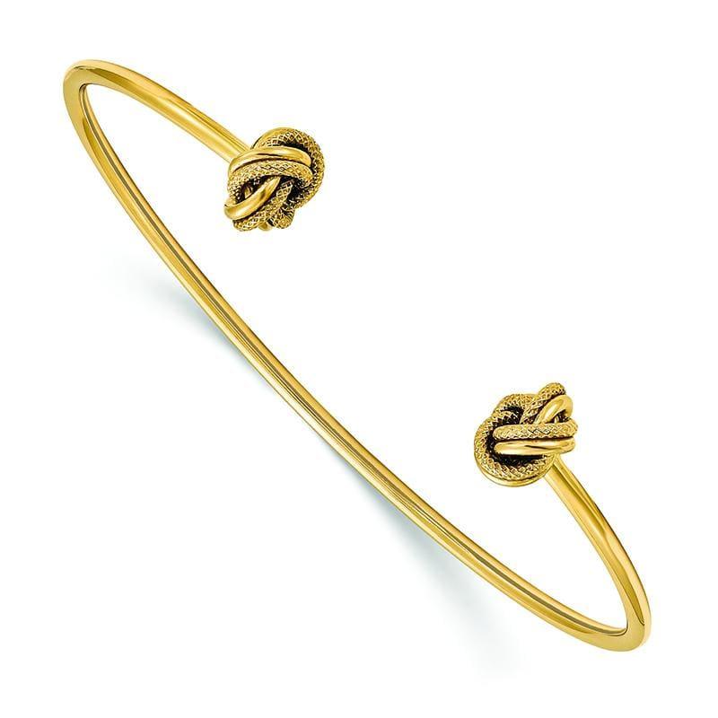 Leslie's 14K Polished & Textured Love Knot Flexible Cuff Bangle - Seattle Gold Grillz