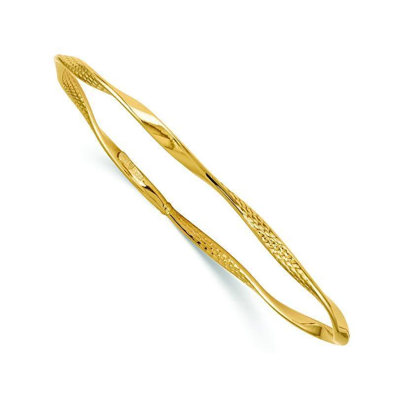 Leslie's 14k Polished and Textured Twisted Slip-on Bangle - Seattle Gold Grillz