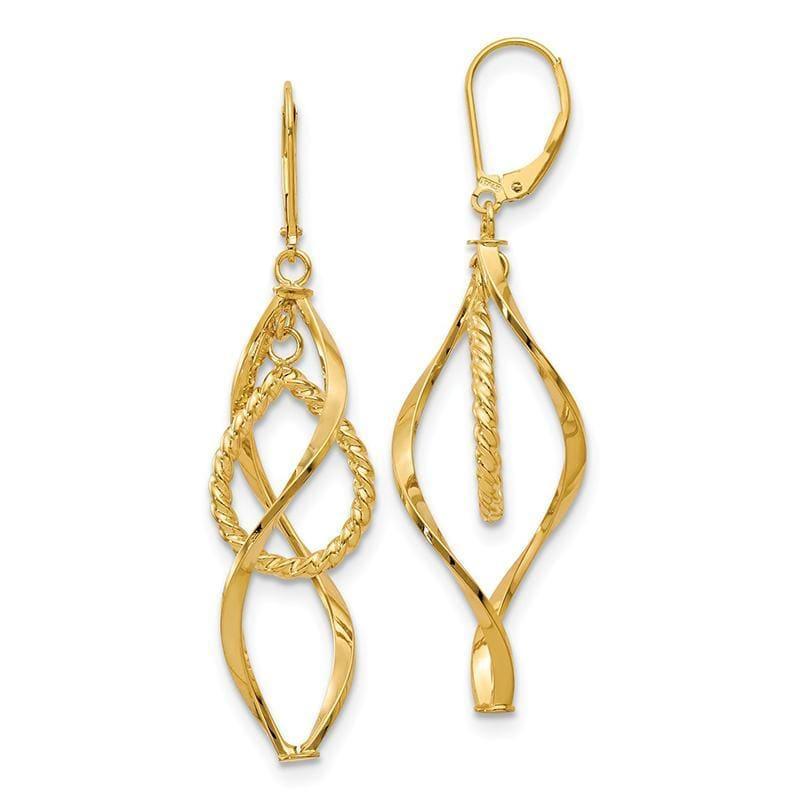 Leslie's 14K Polished & Twisted Dangle Leverback Earrings - Seattle Gold Grillz