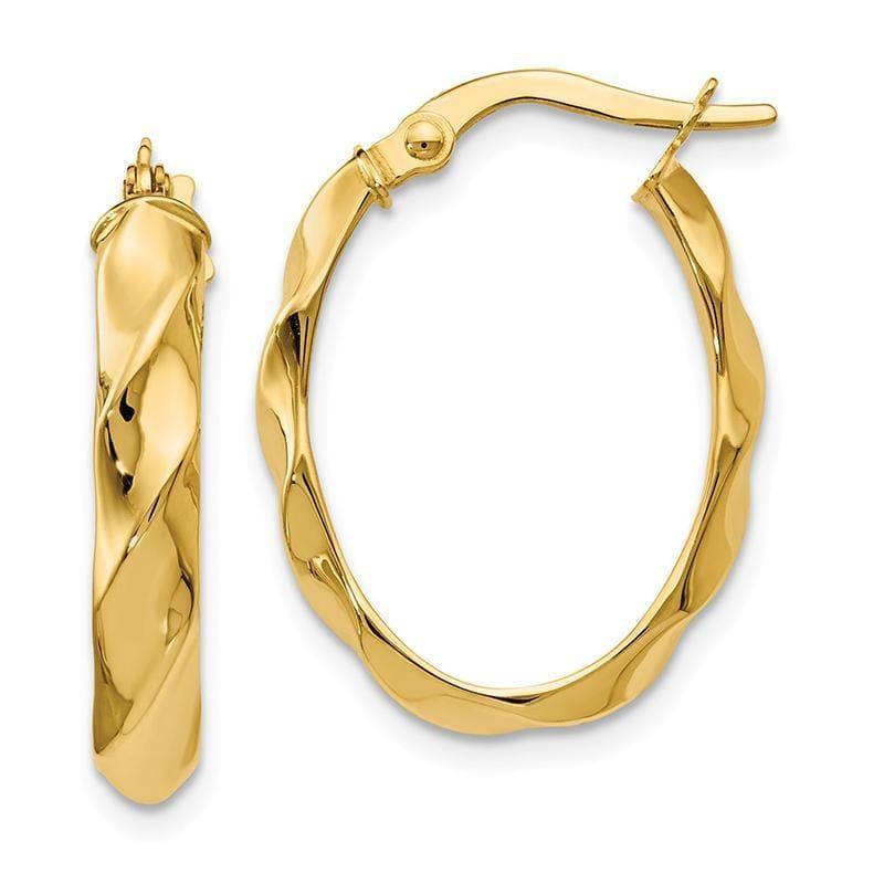 Leslie's 14k Polished and Twisted Oval Hoop Earrings - Seattle Gold Grillz