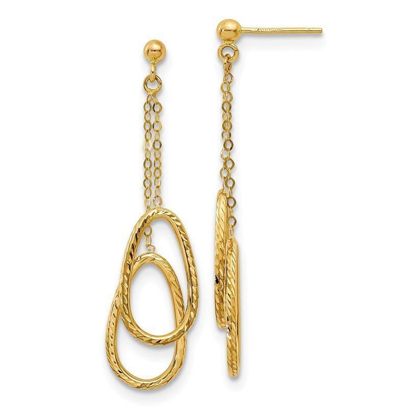 Leslie's 14K Polished D-C Fancy Tear Drop Dangle Post Earrings - Seattle Gold Grillz