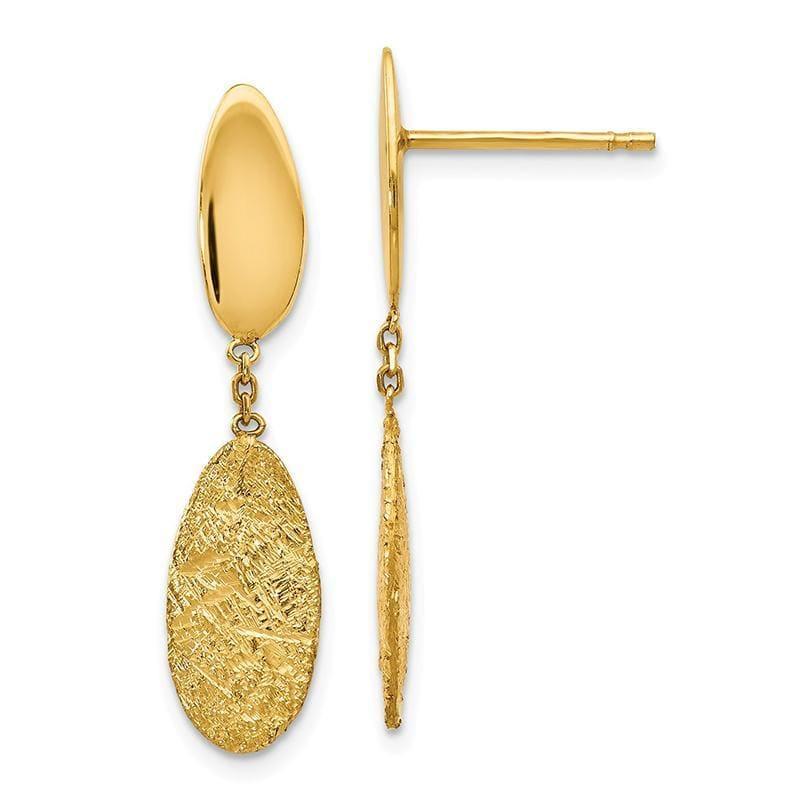 Leslie's 14k Polished Diamond-cut Post Dangle Earrings - Seattle Gold Grillz