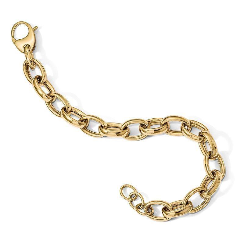 Leslie's 14k Polished Fancy Link 8in w-.5 ext Bracelet - Seattle Gold Grillz